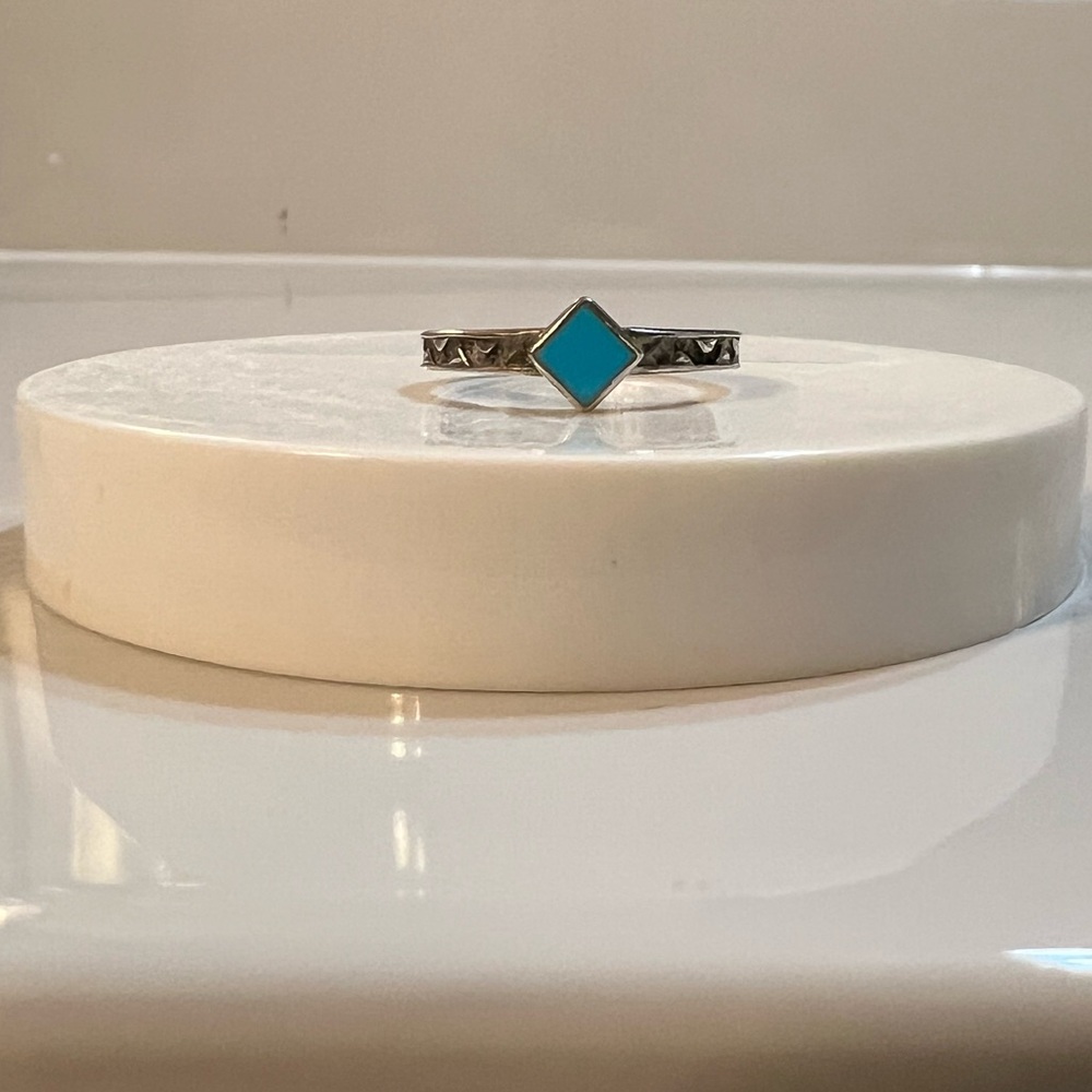 Stackable Vintage 925 Silver Ring W/Small Diamond… - image 1